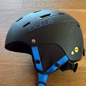 Kids Bolle Black Helmet with Blue Straps